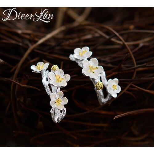 DIEERLAN Korean Fashion 925 Sterling Silver Plum Flower Earrings For Women Wedding Jewelry S925 Earring Brincos Pendientes
