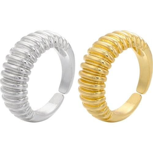 ZHUKOU Classic Wedding Ring for Women Gold Color Twist Rope Rings Female Chunky Thick Geometric Round Minimalist Ring VJ95