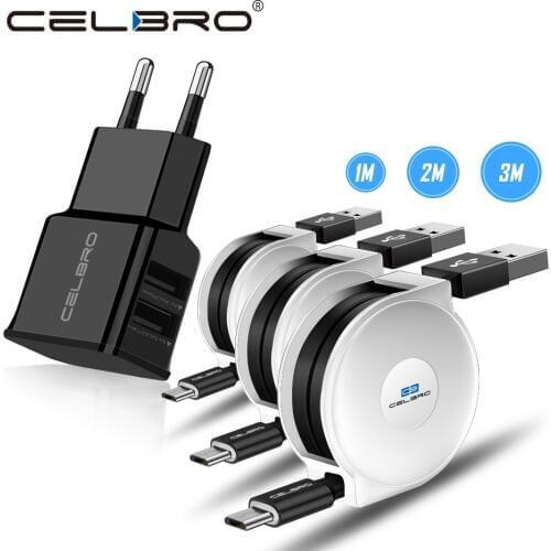 1/2/3 Meter Micro USB Retractable Charging Cable For Samsung Galaxy J3/J5/J7 2017 A3/A5/A7 2016 Portable Charger Adapter Cabel
