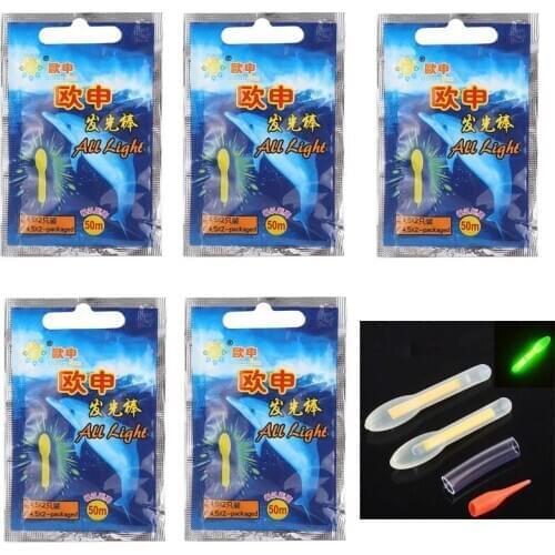10pcs/5packs Glow Sticks Fishing Buoy Bulb Shape Luminous Float Night Fishing Light Stick 25M/50M Visibility Fishing Accessories