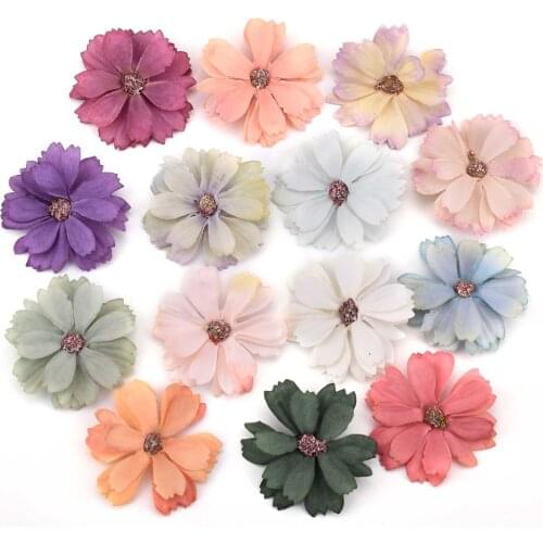 50PCS 5cm Gerbera Artificial Flower Home Party Decoration Scrapbooking Accessories Wreath DIY Head Cheap Craft Fake Flowers