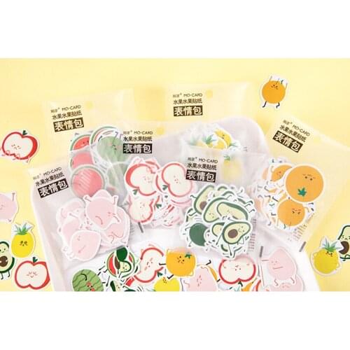 45pcs/pack Lovely Fruit Series Emoticon Sticker Pack Album Decorative DIY Diary Stationery Stickers Children Gift