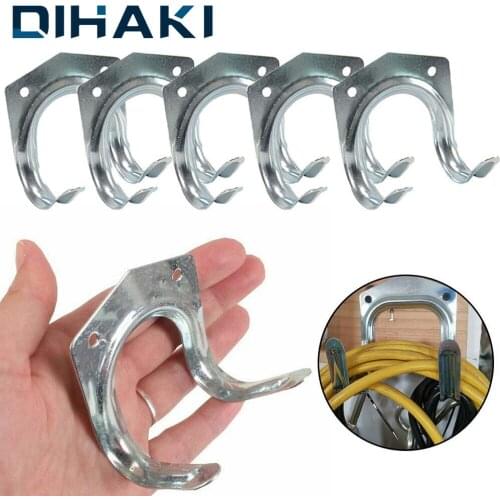 5 Pcs Wall Mounted Iron Hook Hardware Tools Storage Holder Metal Hanging Board Hooks For Ladders Gardening Tool Household Items