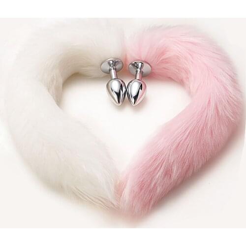 Sexy Fox Metal Butt Plug Sex Toy Cute Soft Cat Ears Headbands 40cm Fox Tail Bow Metal Butt Anal Plug Erotic Cosplay Accessories