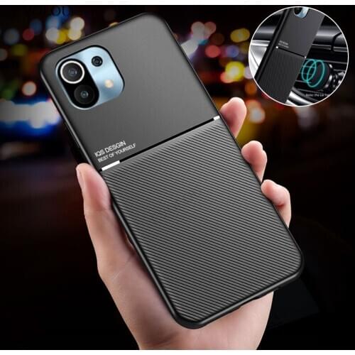 Car Magnetic Holder Case for Xiaomi Mi 11 Matte Soft Silicone Built-in iron Phone Cover for Xiaomi Mi 10 Pro 10T Lite Mi10t Case