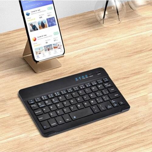 Universal 7 Inch Portable Keyboard Wireless Bluetooth 3.0 Keyboard with Built in Rechargeable Battery, 59 Keys, for Windows, PC