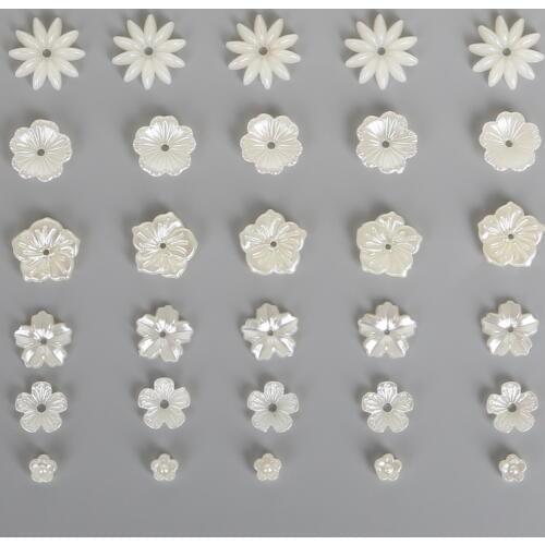 New 50-100PCS Imitation Plastic ABS Pearl Beads Ivory Flower Beads for Scrapbook DIY Jewelry Handmade Craft Making