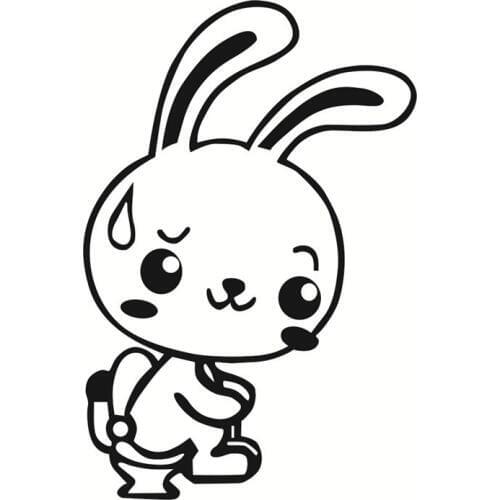 Rabbit Bathroom Toilet Decor Home Decoration Creative Toilet Stickers WC Kids Room 3D Wall decal poster mural