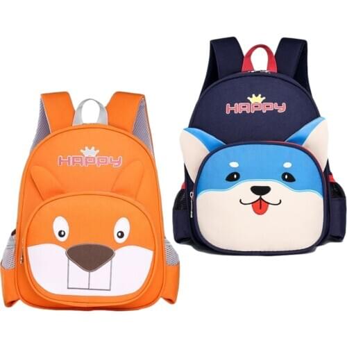 Kids Lightweight Breathable Backpack Cartoon Animal Print School Bag Multi Purpose Shoulder Bag Handbag for Girls Boys