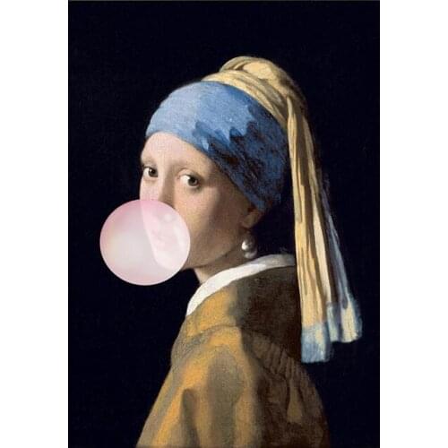 The Girl with A Pearl Earring Famous Paintings Artwork Girl with Balloon Art Print Silk Poster Your Home Wall Decor 24x36inch