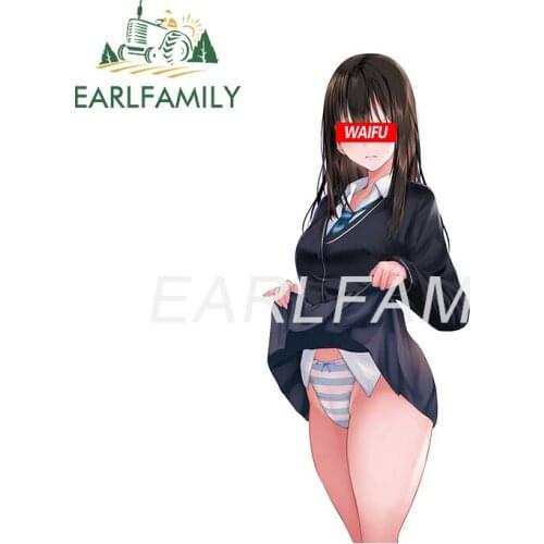 EARLFAMILY 13cm x 5.5cm for Anime Girls Sexy Waifu Funny Car Stickers Camper Waterproof Decal Motorcycle Surfboard Scratch-Proof