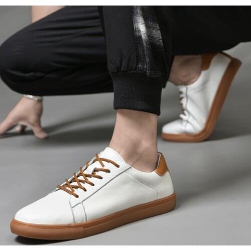 FIXSYS Brand Genuine Leather Man Casual Shoes High Quality Skateboard Shoes Outdoor Mens Lace-up Sneaker Fashion Trainer Shoes