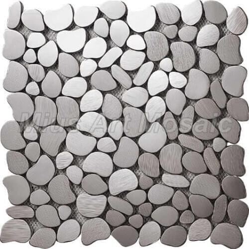 China irregular brushed silver metal mosaic tiles pattern