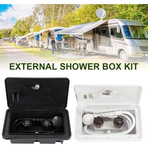 RV Outdoor Shower Exterior Shower Box Kit Hot Cold Switch Shower Kit with Lock for RV Camper Van Motorhome Caravan Accessories