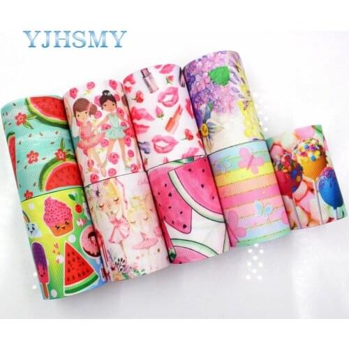 YJHSMY,I-18428-25,75 mm 5 Yards watermelon flowers Ribbons Thermal transfer Printed grosgrain Wedding Accessories DIY material