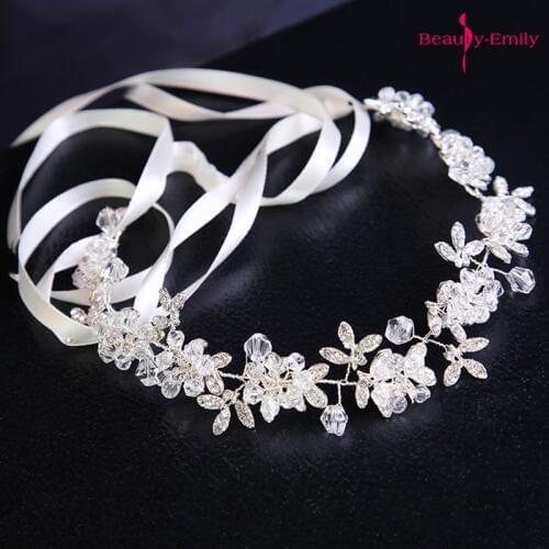 Hot White Handmade Crystal Headdress Bridesmaid Wedding Wreath Bridal Headband Rhinestone Floral Princess Wedding Accessories