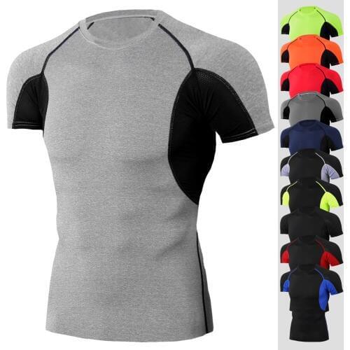 Mens Running T-Shirts, Quick Dry Compression Sport T-Shirts, Fitness Gym Running Shirts Tees, Short Sleeve Cycling T-shirts