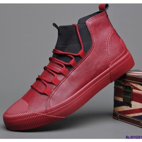 New Mens Leather Shoes Men Boots Korean Black High Top Shoes Men Wear-resisting Loafers Designer Leisure Vulcanized Shoes