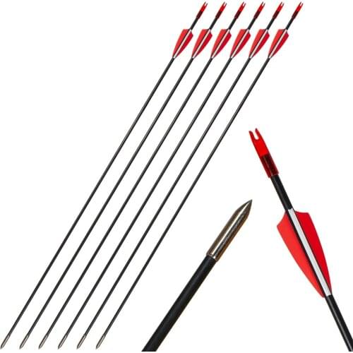Outdoor Hunting Archery 6/12Glass Fiber Reinforced Plastic Arrows 31 Inch Length 0 Recurve Bow/Composite Bow Com