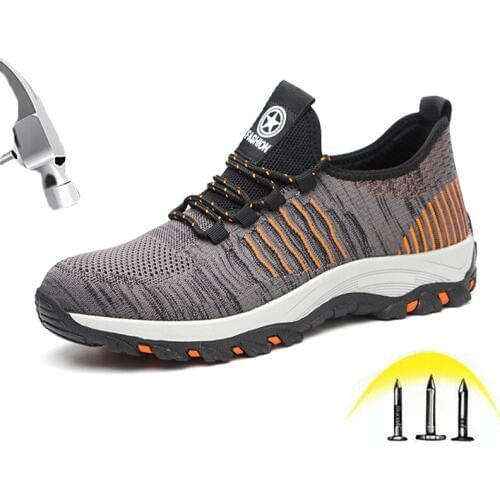 Indestructible Safety Shoes Men Women Steel Toe Comfortable Breathable Puncture Proof Work Boots Ladies Summer Work Shoes 35-46