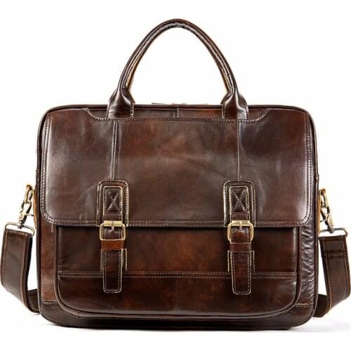 New Mens Briefcase For 14" Laptop Genuine Leather Business Shoulder Bag Office Document Handbag Male Real Cow Leather Tote Bags