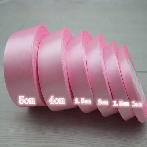 25 Yards/roll) 1-5cm Pink Single Face Satin Ribbon Party Decoration Gift Wrapping Christmas Ribbons Sewing