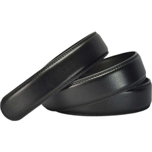 Luxury Mens Leather Automatic Ribbon Waist Strap Belt Without Buckle Black Bussiness Belt PU Leather 3.5cm*110-120cm Hot Sale