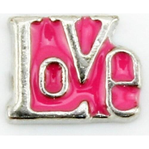 Pink Love Word Letter Charm DIY Floating Charms For Magnetic Glass Living Lockets