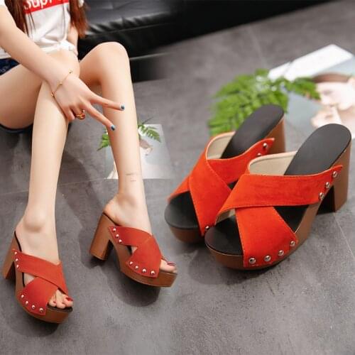 Sandals And Slippers Womens Summer New Thick-Soled Womens Shoes Cross Strap Sandals Roman Womens Slippers High-Heeled Sandals