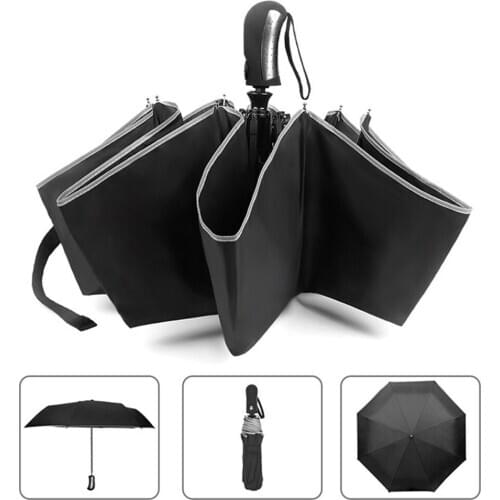 Three-fold automatic opening closing windproof sunshade umbrella Folding reflective edging umbrella