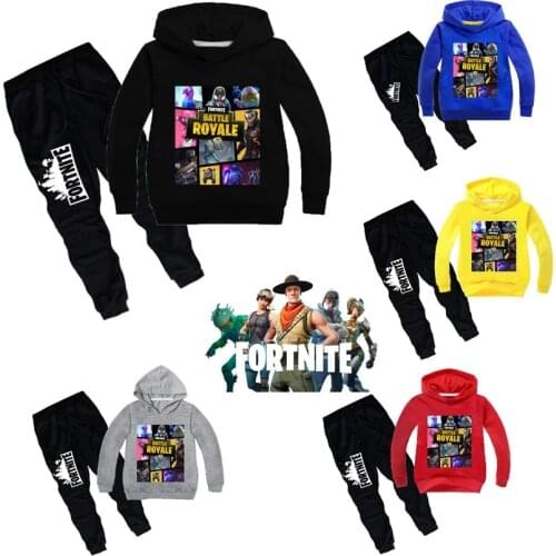 Fortnite Hoodie Black Pants Set Sweatshirt Children Suit Fortnight Boys Clothes Kids Toddler Boy Fall Winter Game Anime GIft