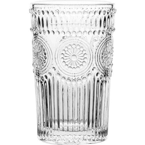Nordic Vintage Sun Flower Embossed Wine Glasses Glass Cup Wineglass Water Cup Cold Drink Glass Cups 260ml/380ml