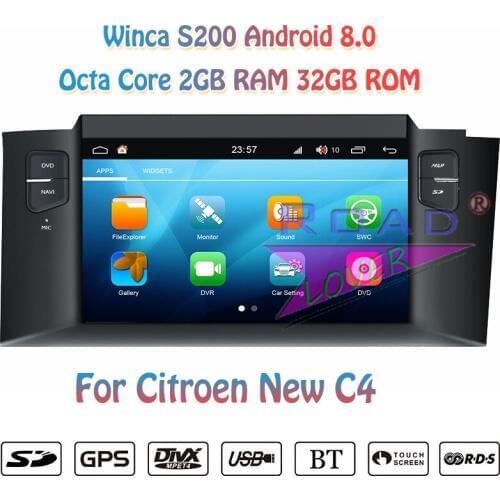 Winca S200 Android 8.0 Car Multimedia DVD Player For Citroen C4 New GPS Navigation Autoradio Magnitola Double Din