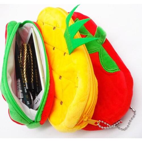 Women Kids Kawaii Watermelon Coin Purse Lovely Plush Zipper Coin Wallet Purse Key Bag Fruit Wallet Students Pen Pencil Case Bag