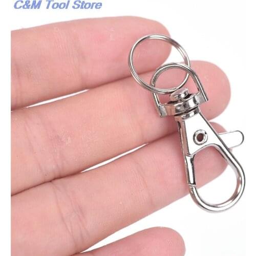 10pcs/lot Silver Metal Auto Key Chain Ring Swivel Lobster Clasp Clips Key Hooks Keychain Split Ring DIY Bag Auto