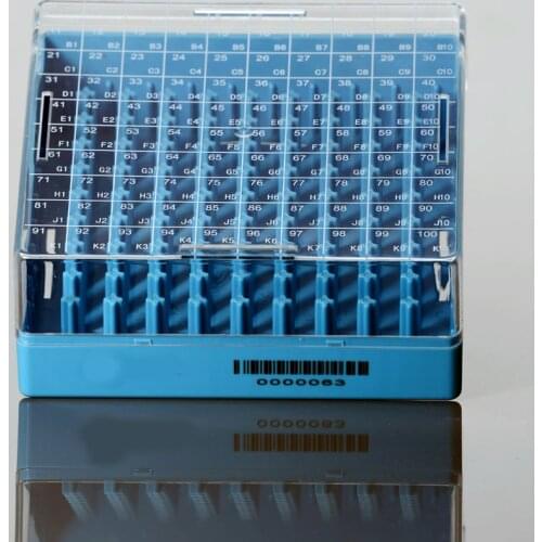 100well 0.5/1.5ml 2D cryopreserved tube box PC blue
