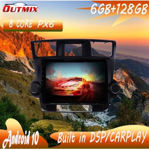 2 din IPS touch screen Android 10.0 Car Multimedia player For Toyota Highlander 2009-2013 video audio radio stereo GPS navi head