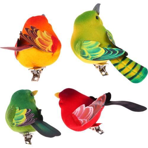 2pcs/Pack Cute Artificial Bird Home Table Garden Decoration Ornament Gift for Friend Cute Mini Foam Feather Bird Sparrow Tit