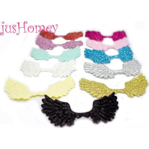 20PCS Glitter Fabric Angel Wing Patches Embossed Angel Doll Wings for Baby Doll Making, Party Decoration, Hair Accessory