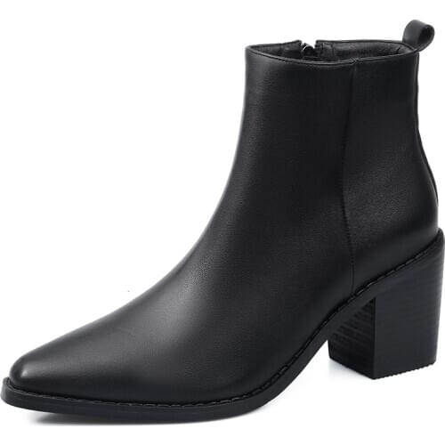 2020 Pointed Toe Western Cowgirl Boots Chelsea Ankle Boots Shoes Women Cossacks Cowboy Boots Thick heel Femal Shoes Botas Mujer