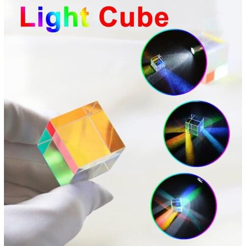 2021 Hot Prism Six-Sided Bright Light Combine Cube Prism Stained Glass Beam Splitting Prism Optical Experiment Instrument