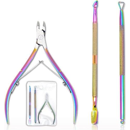 3Pcs/ Set Stainless Steel Cuticle Scissor Pusher Spoon Dead Skin Remover Cutter Clipper Nipper Trimmer Manicure Nail Art