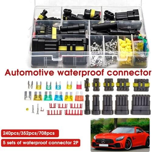 5/240/352/708pcs Electrical Connectors Super Seal Waterproof Car Electrical Wire Connector Plug Truck Harness 1/2/3/4 Pin Way