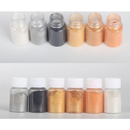6 Color Metal Tones Mica Pearl Powder Pigment Jewelescent Set Cosmetic Grade Metallic Dye Paint Epoxy Resin Art Making