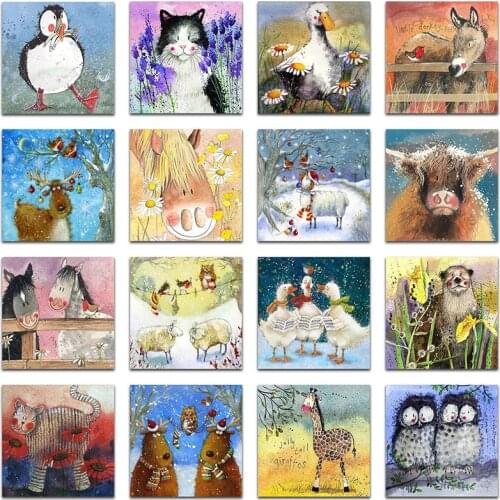 Full Square Diamond embroidery Animal duck horse Round Diamond mosaic cartoon penguin cat DIY Diamond painting cow duck giraffe