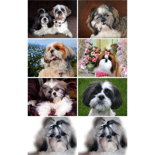 Yumeart Diamond Painting by Number Shih Tzu Dog Crystal Rhinestone Diamond Embroidery Animal Mosaic Diamond Puppy Cross Stitch