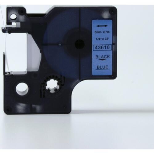 Free shipping 5 pcs 6mmX7m 6mm label tape black on blue 43616 compatible d1 label tapes with dymo d1 label printer