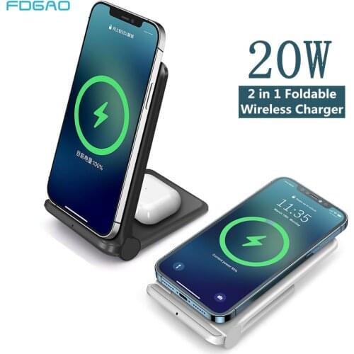 FDGAO 15W Qi Wireless Charger Stand QC 3.0 USB C Fast Charging Dock Pad For iPhone 11 Pro X XR XS Max Samsung S9 S10 S20 Note 10