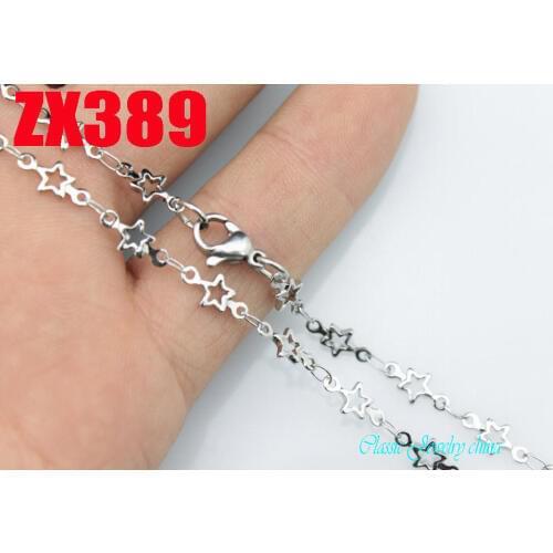 14"-38" 4.8mm star shape chain stainless steel necklace fashion Sweater chain 20pcs ZX389