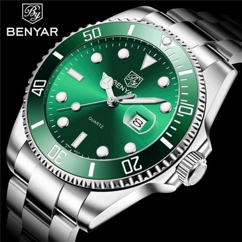 Top Brand BENYAR Luxury Fashion Diver Watches Men Waterproof Date Clock Sport Watches Mens Quartz Wristwatch Relogio Masculino